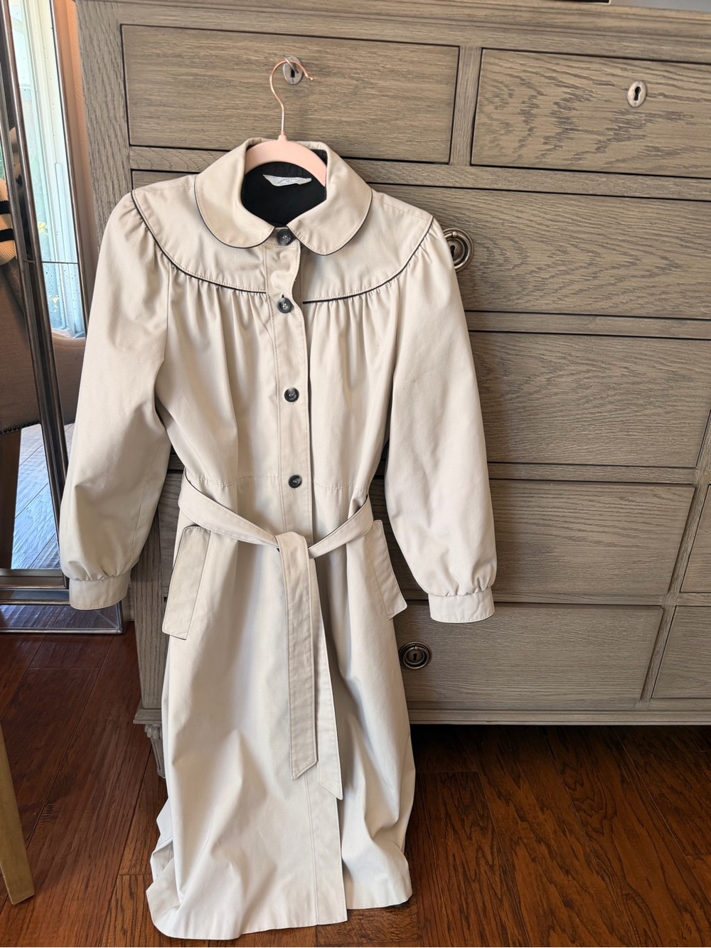 Vintage 1970’s Light Beige Trench Coat with Tie Belt, Polish made